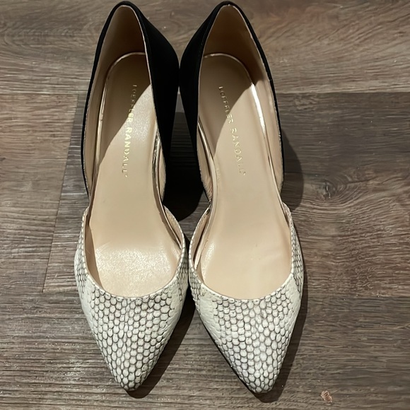 Loeffler Randall Black Suede and Snake Skin Print Black Wedge Heels - Picture 4 of 9